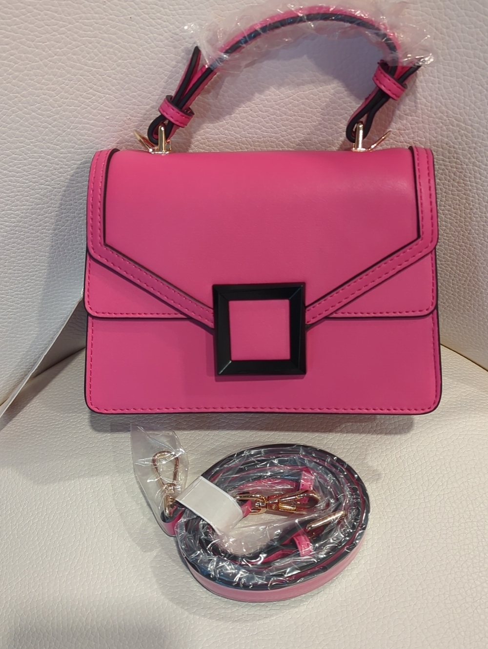 Chic Pink Top-Handle Crossbody with Statement Buckle